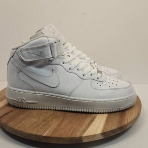 Nike Air Force 1 One Mid Triple White Leather Original 315123-111 Size 9 Mens